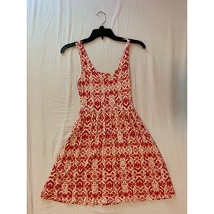Red and white loose mini dress